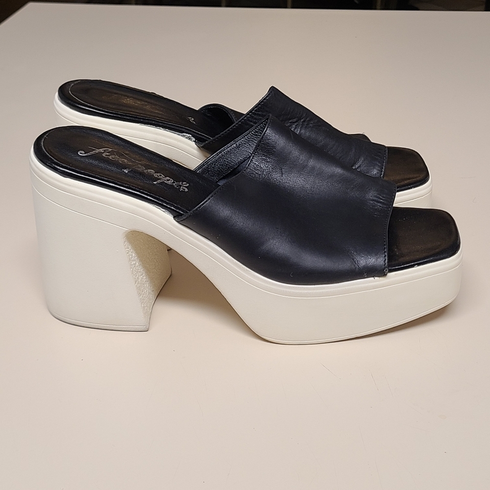 Free People Zoe Leather Platform chunky mule sandals size 41 - Picture 7 of 13